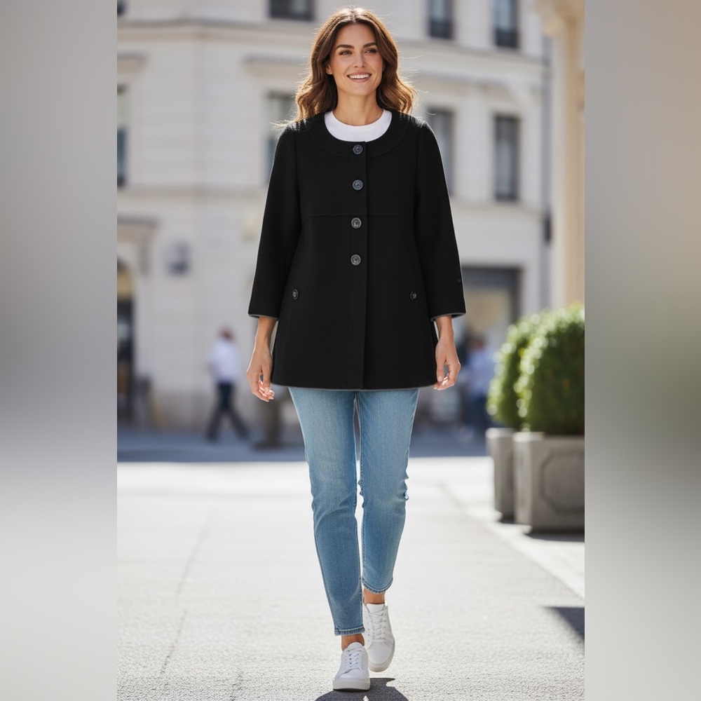 Veeko Wool Black Pea Coat Size Small